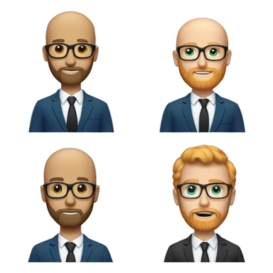 White groom with black glasses blue eyes no hair green suit strawberry blonde large beard sticker