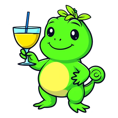 happy frog with a cocktail sticker