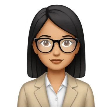 profesora de piel triguena pelo negro semi liso con lentes tranparentes sticker