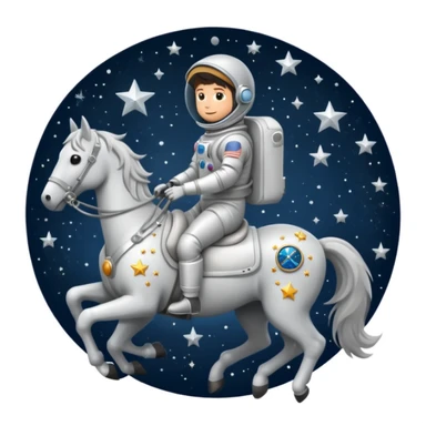 astronaut on horseback with stars in background sticker
