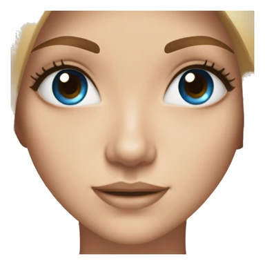 very very light brown straight hair with blue ocean eyes and brown eyebrows and lashes wearing white top sticker
