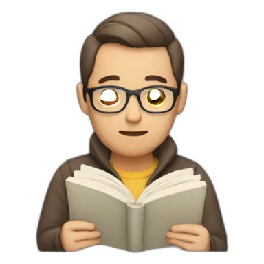 man getting intelligent by reading book sticker