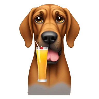 grinning bloodhound holding a cocktail sticker