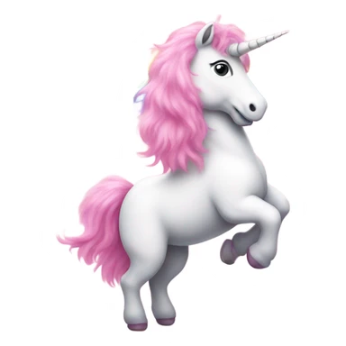 Pink fluffy unicorn dancing on a rainbow  sticker