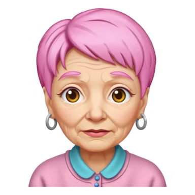 pink haired grandma with wrinkles sticker