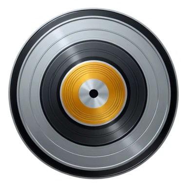 A dark metal platinum music award plaque The center features a relief of a or stylized vinyl record in a slightly darker metallic tone sticker