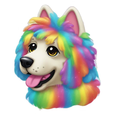 fluffy colorful rainbow glitter fur dog lisa frank sticker