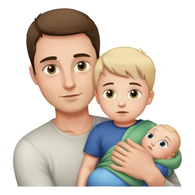 A man with a small child in his arms is peeping, the emphasis is on the eyes sticker
