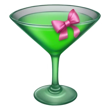 Green Martini with pink bow on glass  sticker