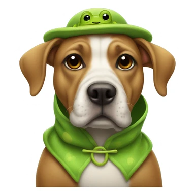 Dog wearing a frog costume sticker