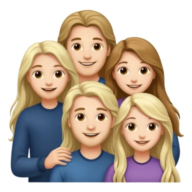 3 loving friends, 1 man and 2 girls with long hair sticker