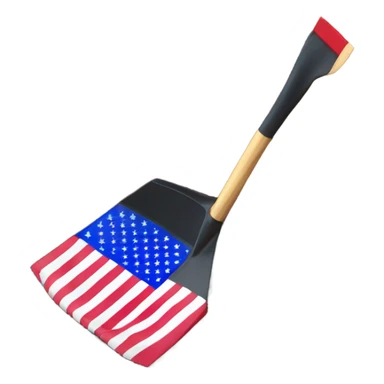 Large American Flag attached to one smaller black shovel in the ground   sticker