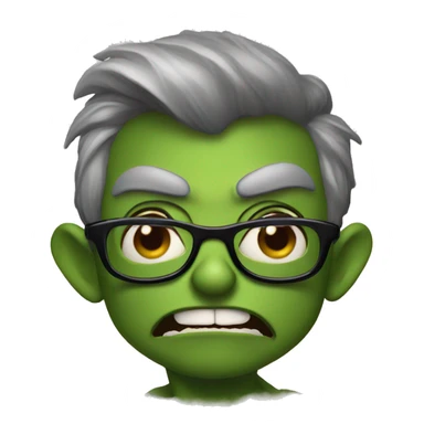 a green goblin with glasses and big lips with a surprised look sticker