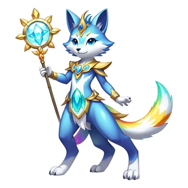 Anthro Sona Colorful Shiny Godly Celestial Shiny Fakemon Full Body sticker