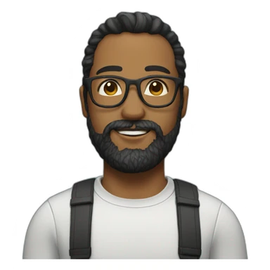 man with beard a d ponytail glasses sticker