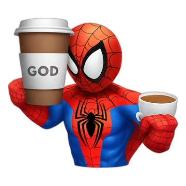spiderman-with-a-cup-off-coffee-with-text-saying-Good-morning sticker