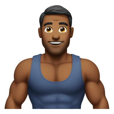 A pumped-up guy with a torso sticker