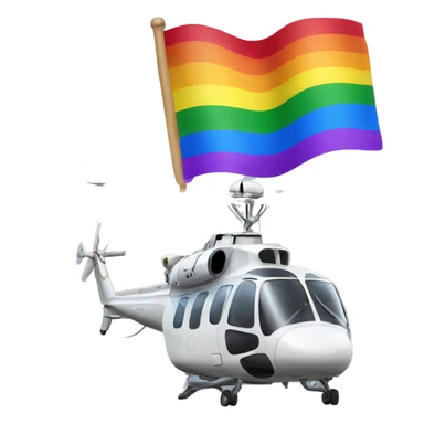 A helicopter with a rainbow flag sticker