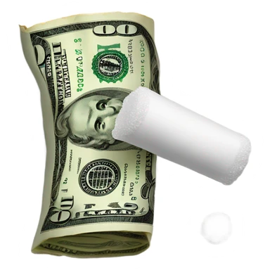 Rolled up dollar bill next to pile of salt sticker