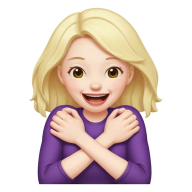 Girl choking herself laughing with arms sticker