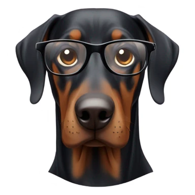 Doberman with glasses sticker