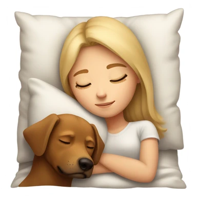 Blonde girl sleeping with Brown Dog  sticker