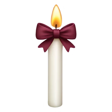 thin white candle with burgundy bow  sticker