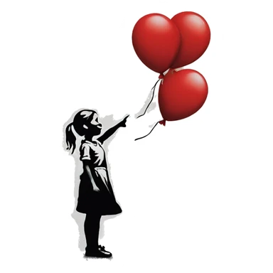 girl with red balloon banksy painting sticker