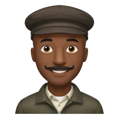 a tall dark hansome black man shaved head thin mustash with compton hat sticker