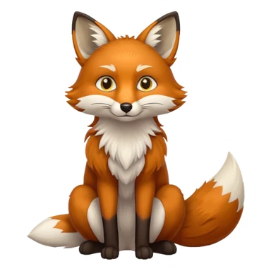 a sitting brown fox with yellow eyes emoji sticker