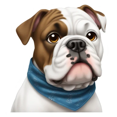 White and dark brown bulldog wearing bandana sticker