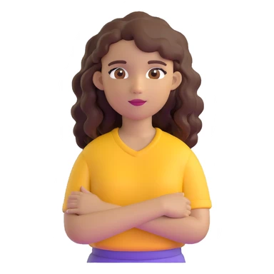 brown girl with wavy hair and brown eyes, wearing a yellow shirt sticker