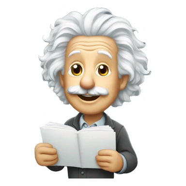 happy albert einstein holding blank notebook in one hand sticker