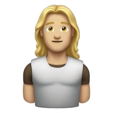 Man with blonde long hair and broken arm sticker