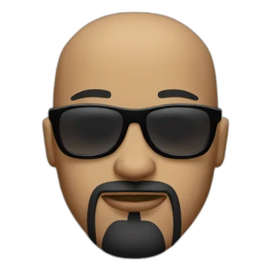 Bald headed gangster with sunglasses and a goatee sticker