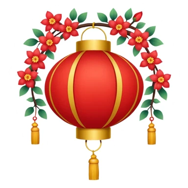 cute chinese red lantern with flowers sticker