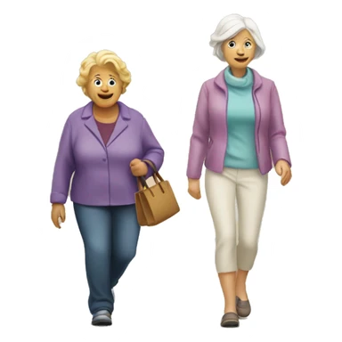 blond woman and grandmother walking sticker