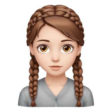 Pale girl with light hazel eyes, with brown hair that fades into silver at the end, which she wears in a braid  sticker