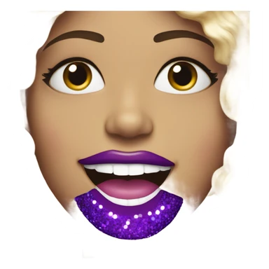 Smile E face with purple glittery lipstick sticker