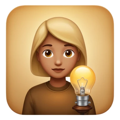 a lamp hanging freely in the room with its light shining down from above on a person, visible light cone, apple emoji style sticker