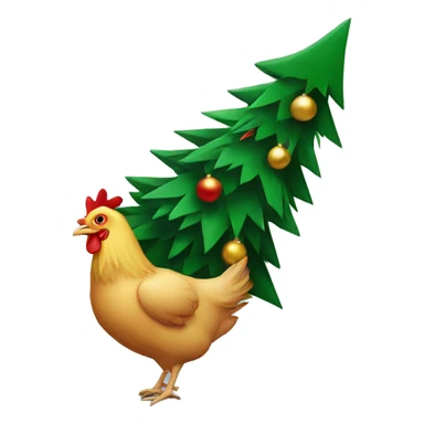 Chicken dragging a Christmas tree  sticker