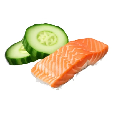Rice bowl with salmon, cucumber and sesame seeds  sticker