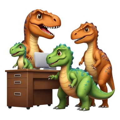 old dinosaurs working in an office sticker