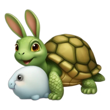 turtle holding a bunny sticker