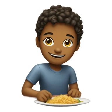 smiling boy at restaurant table sticker