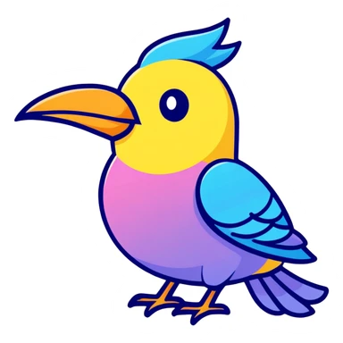 A stylized bird head with a blue and purple gradient, facing left sticker