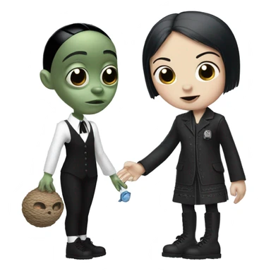 Wednesday Addams with stitch the alien  sticker