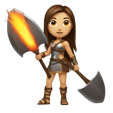 Girl gladiator with brown straight hair and sunglasses holding a fire axe sticker