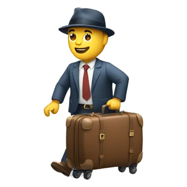 a man pulling a suitcase with wheels sticker