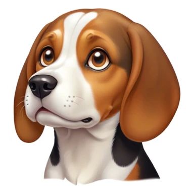 Cinematic Comical Beagle Portrait Emoji, Head tilted dramatically with an exaggeratedly shocked or offended expression, featuring a short tri-color coat of white, brown, and black, wide, expressive hazel eyes filled with exaggerated disbelief, Simplified yet hilariously expressive features, highly detailed, glowing with a slightly sassy glow, high shine, dramatic yet playful, stylized with an air of attitude, bright and endearing, soft glowing outline, capturing the essence of a sassy and over-the-top pup, so meme-worthy it feels like it could side-eye its way into internet fame instantly! sticker